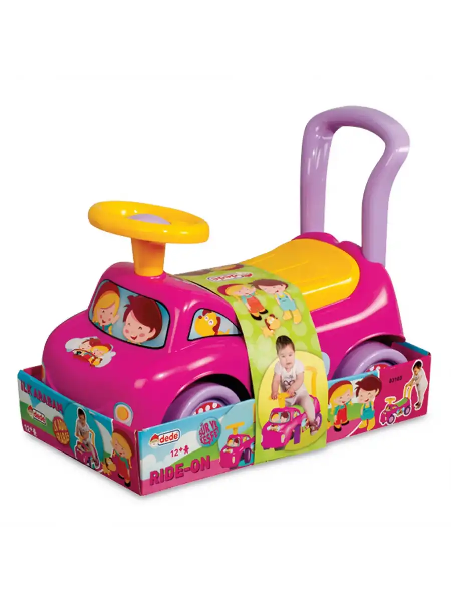 Pembe İlk Arabam - İlk Arabam - Binmeli Araba - Çocuk Arabası - İlk Adım Arabası