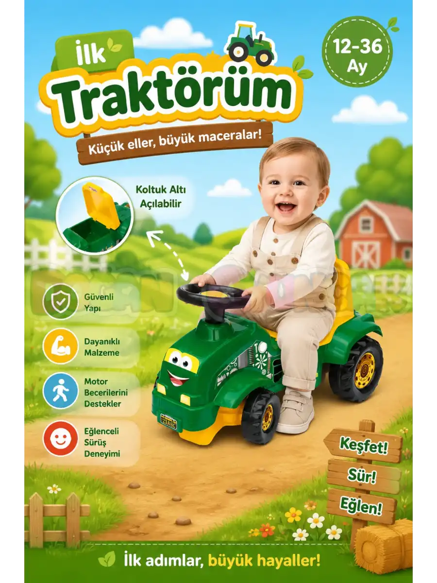 İlk Traktörüm - İlk Arabam - Binmeli Araba - Çocuk Arabası - İlk Adım Arabası