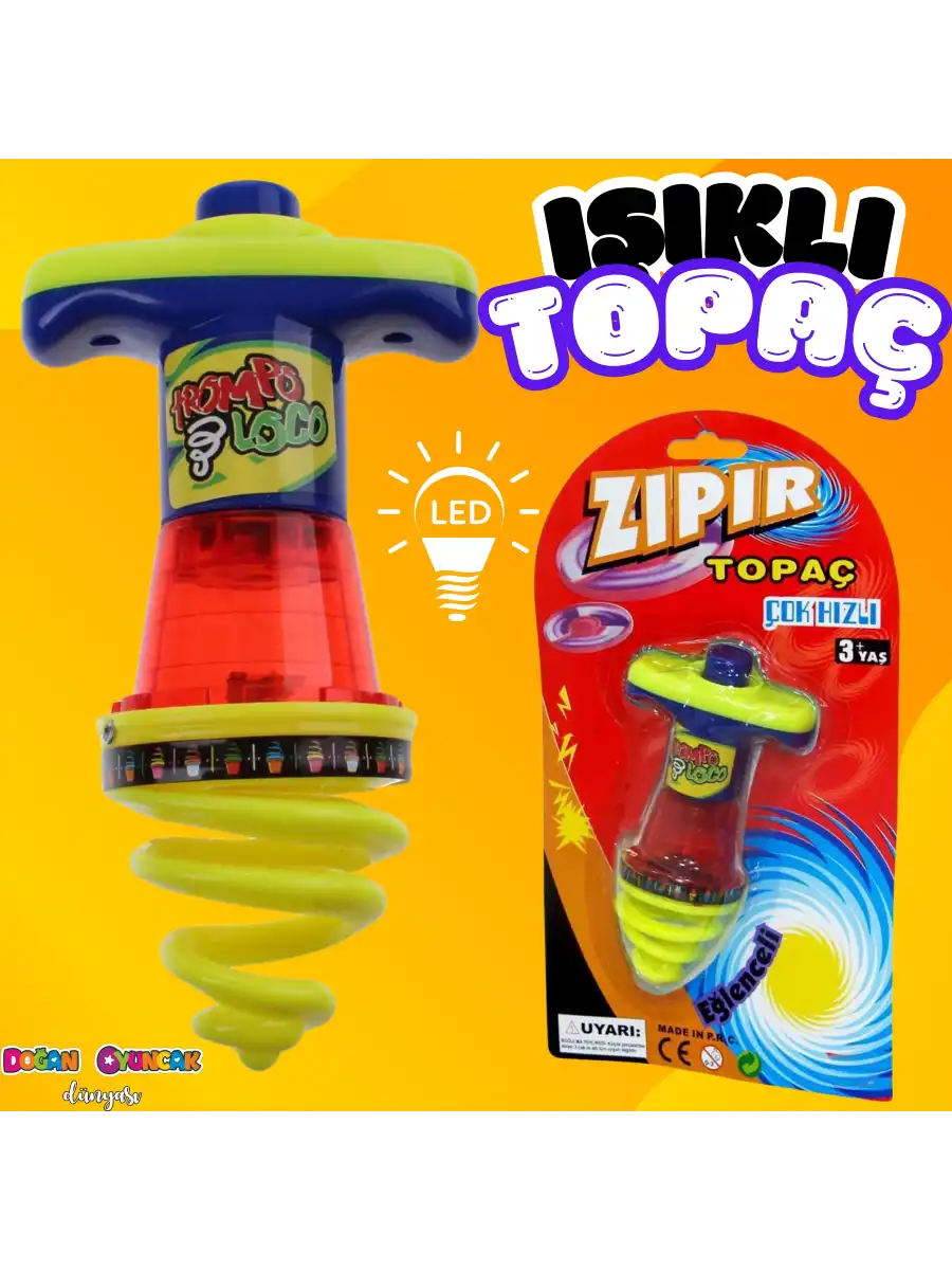 Işıklı Yaylanabilen Topaç - Çocukluk Harikası Topaç - Oyuncak Işıklı Topaç - Zıplayan Topaç - Hızlı dönebilebilen Gyro Topaç