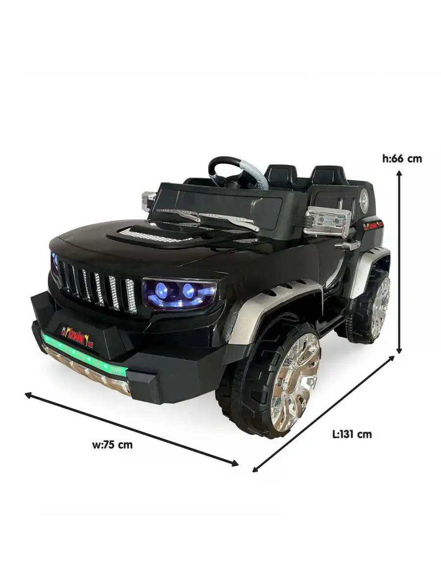 İznik Siyah Uzaktan Kumandalı 4X2 12 Volt Akülü Araba - RC Jeep Akülü Araba