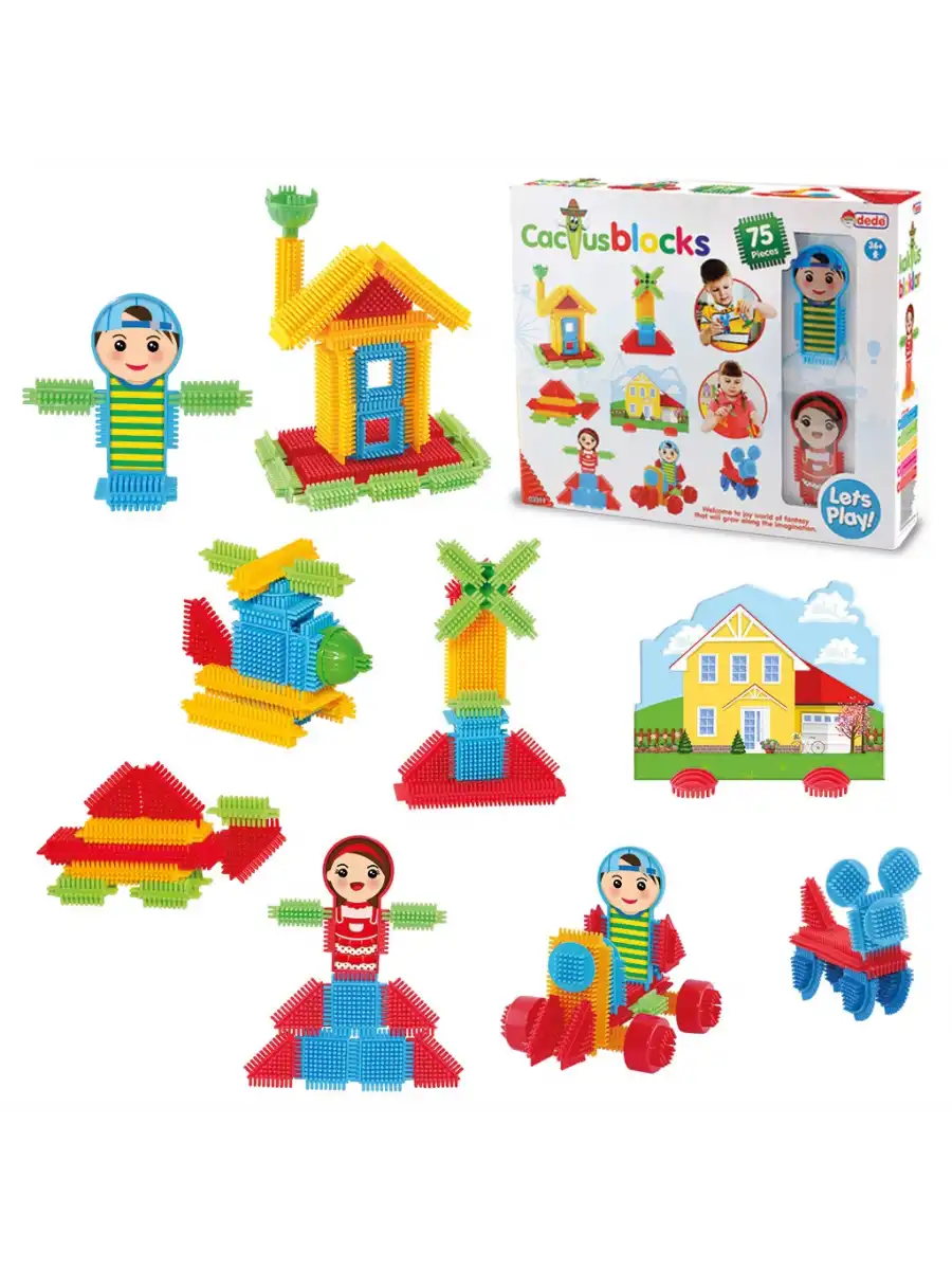 Kaktüs Bloklar (75 Parça) - Kaktüs Oyuncak - Lego Seti - Kaktüs Lego - Taraklı Lego