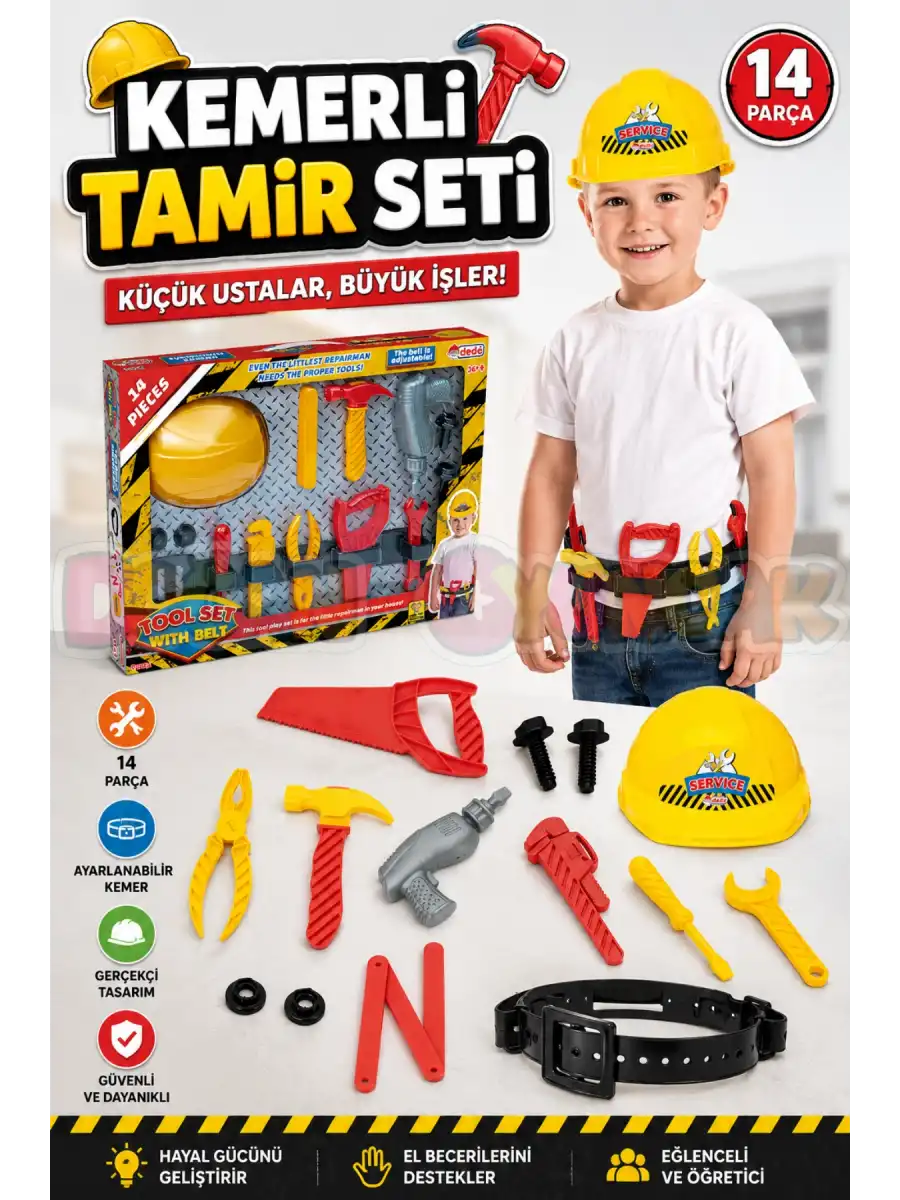 Kemerli Tamir Seti - Oyuncak Tamir Setleri - Tamir Aletleri - Alet Seti - Vidalama Seti