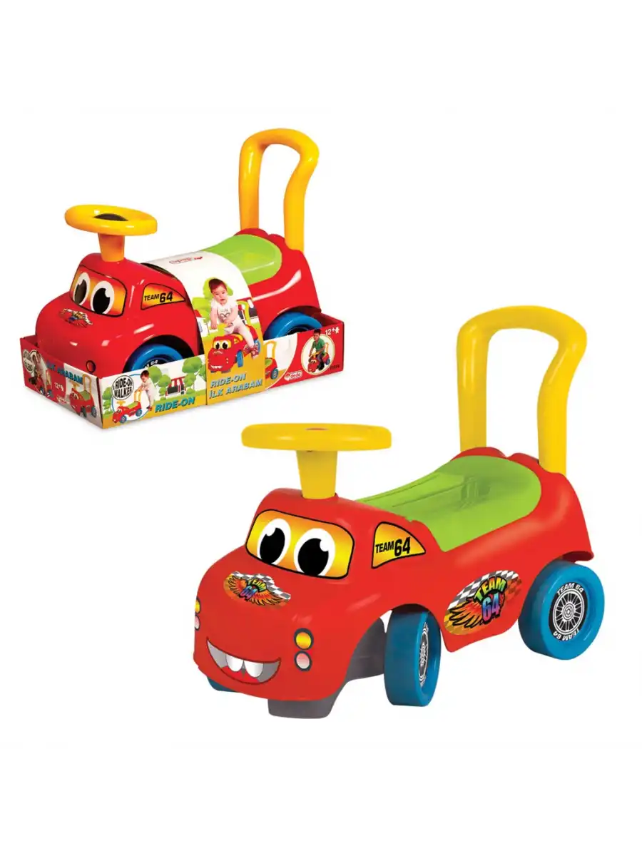 Kırmızı İlk Arabam - İlk Arabam - Binmeli Araba - Çocuk Arabası - İlk Adım Arabası