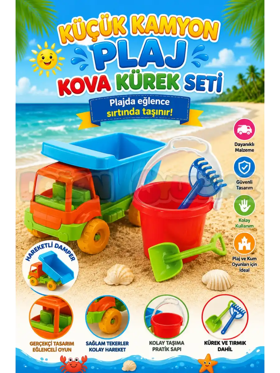 Küçük Kamyon Plaj Kova Kürek Seti 01240