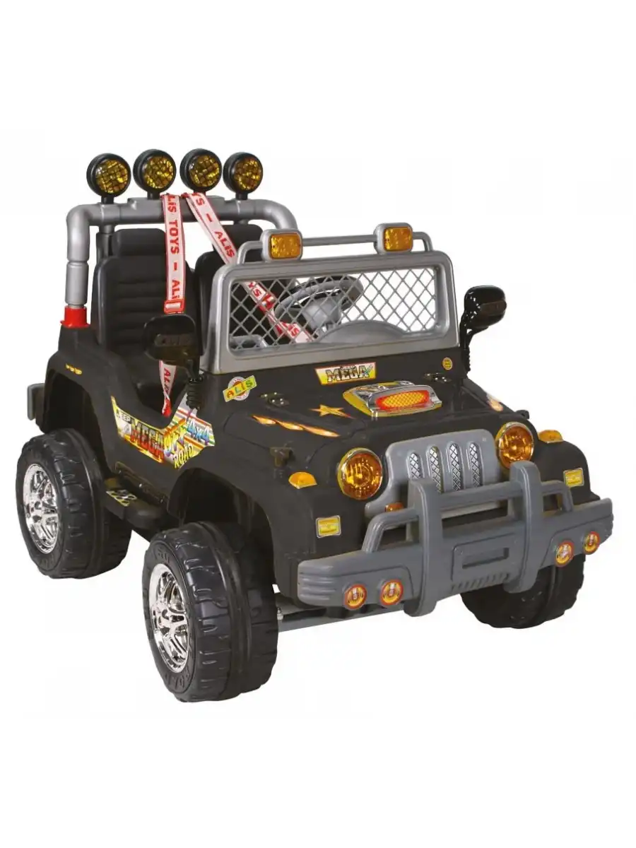 Kumandalı Çift Kişilik Mega Akülü Araba Siyah - 12 Volt İki Kişilik Akülü Araba Akülü JEEP - Mega Off Road Turbo Jeep