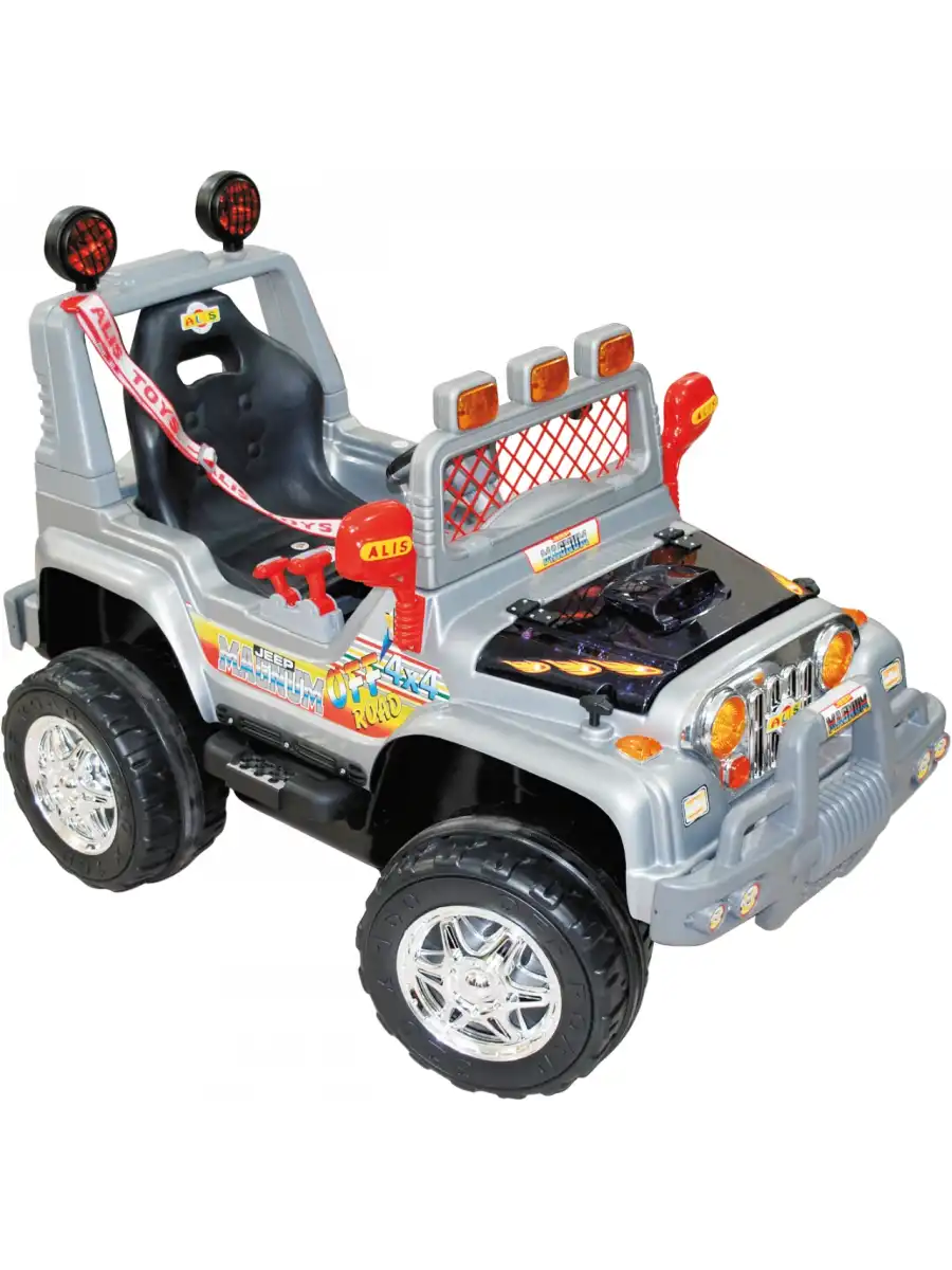 Kumandalı Mega Akülü Araba Gri - Kumandalı 12 Volt Tek Kişilik Akülü Araba Akülü JEEP - Mega Off Road Turbo Jeep