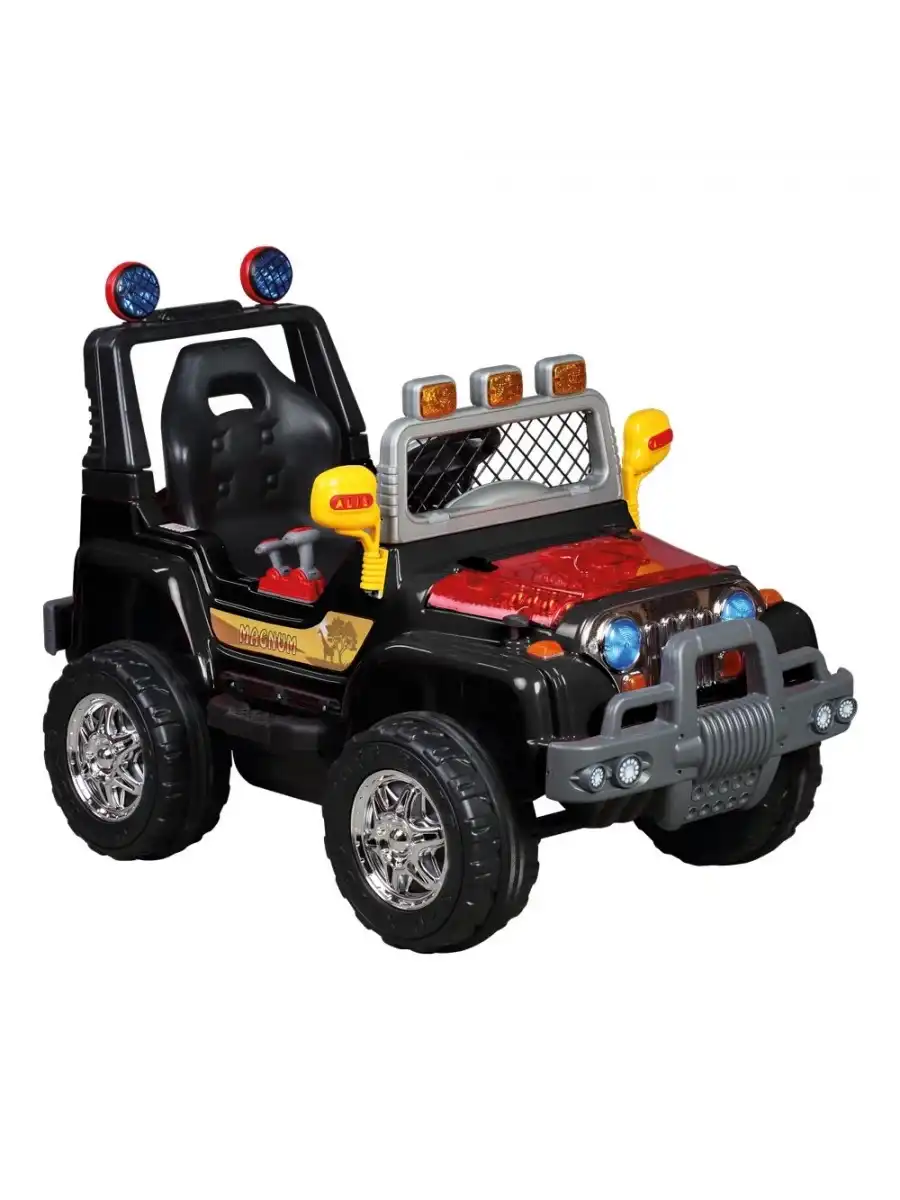 Kumandalı Mega Akülü Araba Siyah - Kumandalı 12 Volt Tek Kişilik Akülü Araba Akülü JEEP - Mega Off Road Turbo Jeep