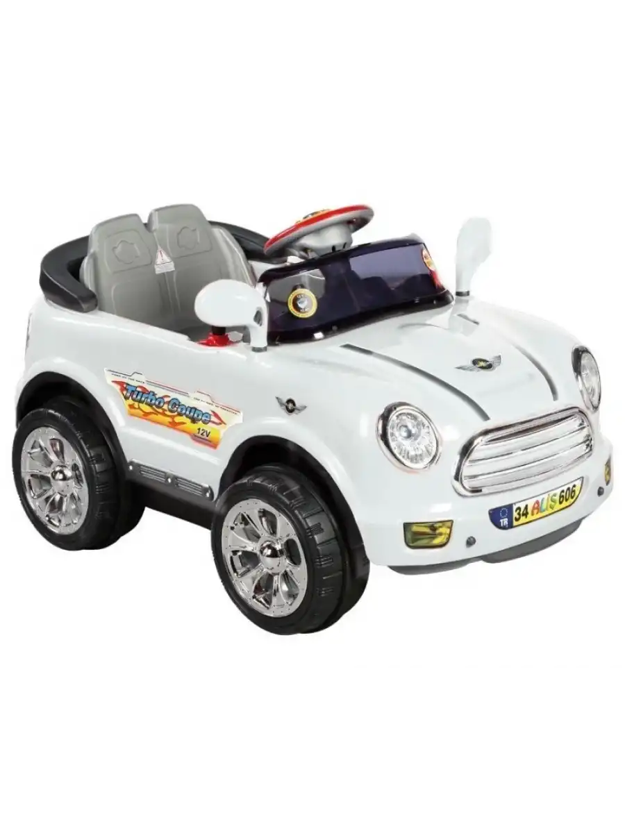 Kumandalı Mini Cooper Akülü Araba Beyaz - Kumandalı 12 Volt Tek Kişilik Akülü Araba Akülü JEEP - Turbo Coupe Akülü Araba