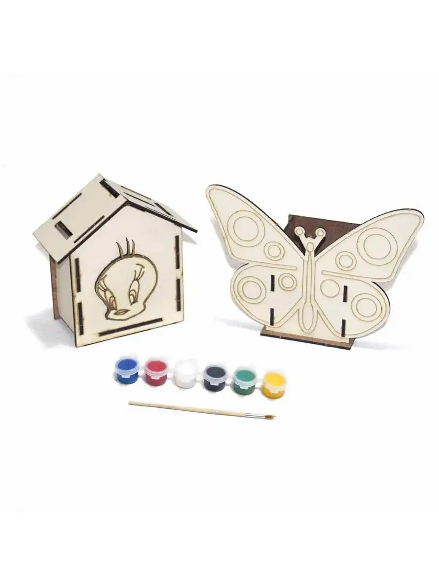 Kumtoys Ahşap Kalemlik ve Kumbara Seti - Sanat Seti - Boyama Setleri - Maket Yapımı