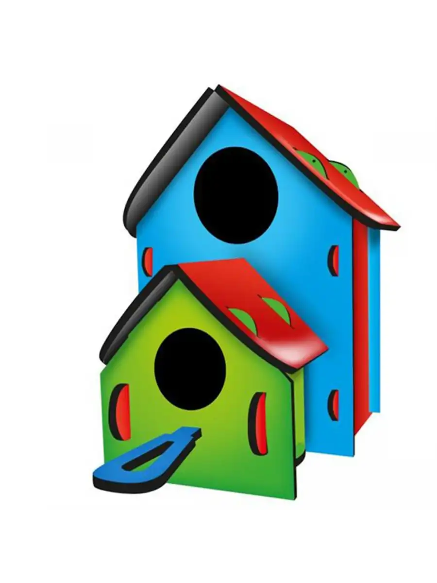 Kumtoys Boyanabilir 3lü Kuş Evi - Sanat Seti - Boyama Setleri - Maket Yapımı