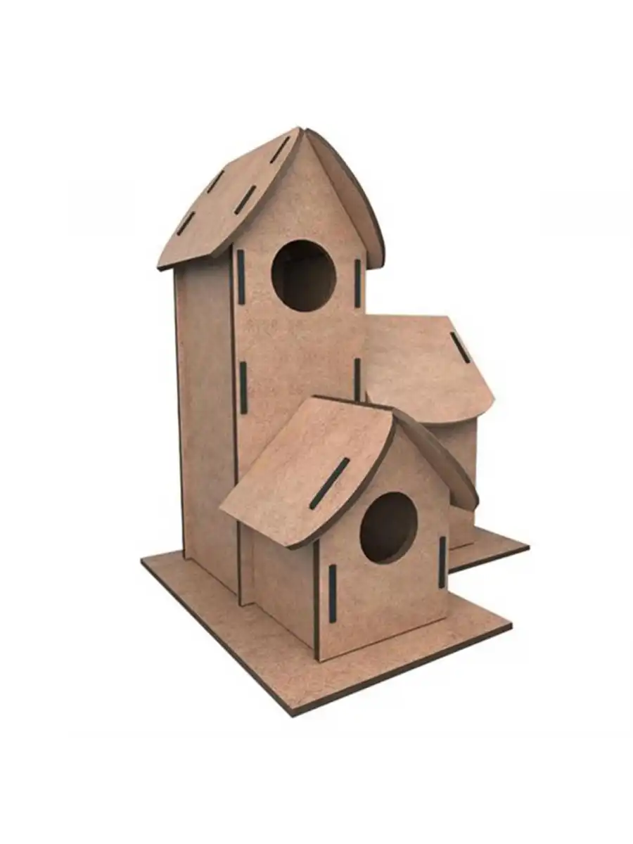Kumtoys Boyanabilir 3lü Kuş Evi - Sanat Seti - Boyama Setleri - Maket Yapımı