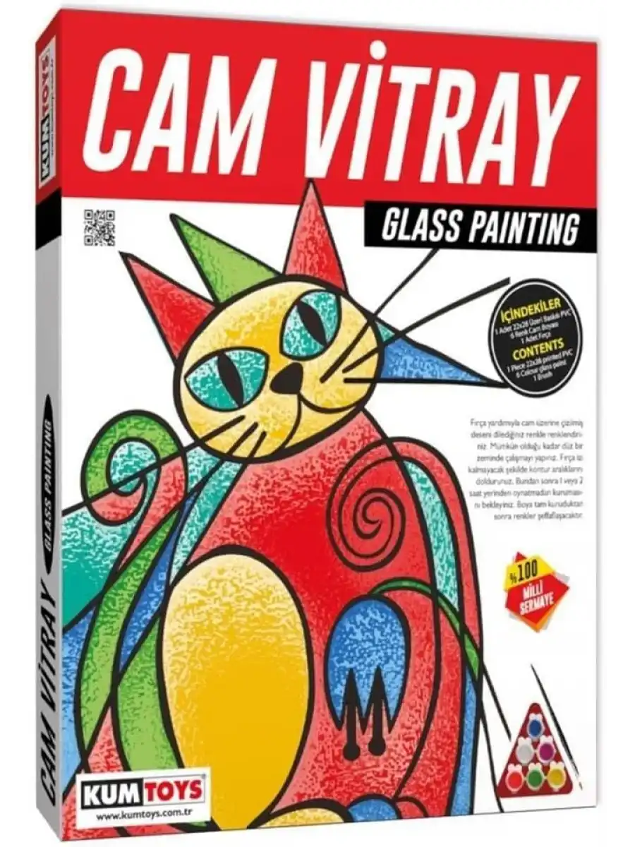Kumtoys Cam Vitray Boyama Seti - Sanat Seti - Boyama Setleri - Cam Boyama Seti