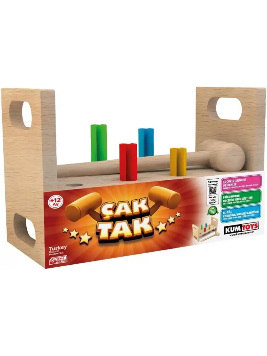 Kumtoys Tak Çak Tamir Seti - Tamir Setleri - Ahşap Tamir Seti Vurmalı Oyuncak