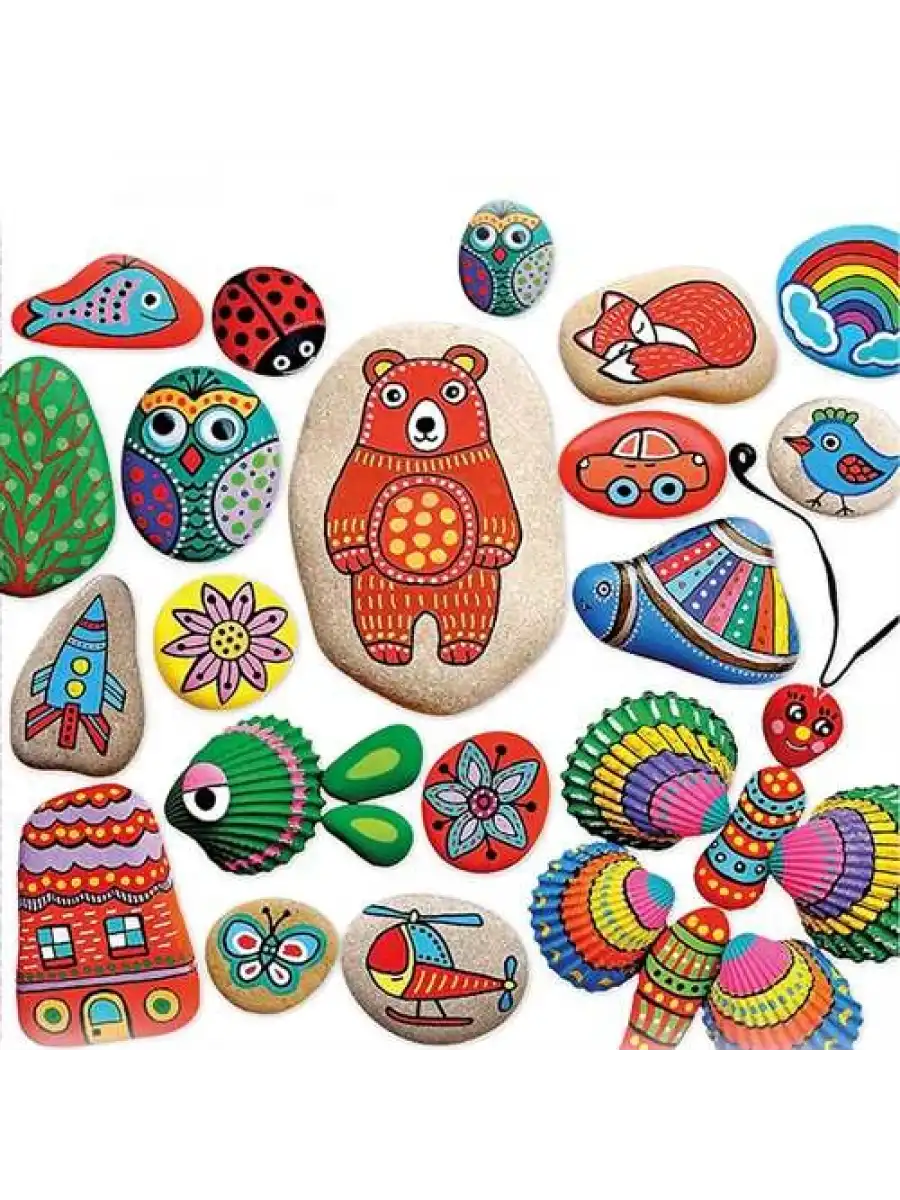 Kumtoys Taş Boyama Seti - Sanat Seti - Boyama Setleri - Çakıl Taşları Boyama Seti