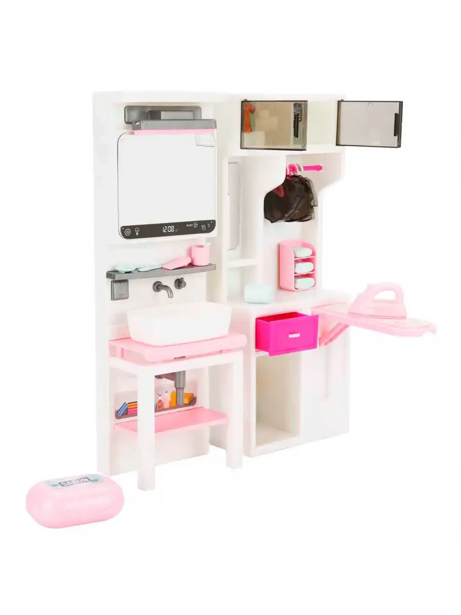 Lavabo ve Ütü Masası Banyo Seti - Modern Banyo Seti - Minyatür Ev Oyuncak Seti - Banyo Oyuncak Seti - Lavabo, Ütü Masası Oyuncak