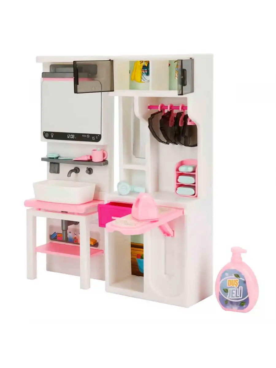 Lavabo ve Ütü Masası Banyo Seti - Modern Banyo Seti - Minyatür Ev Oyuncak Seti - Banyo Oyuncak Seti - Lavabo, Ütü Masası Oyuncak