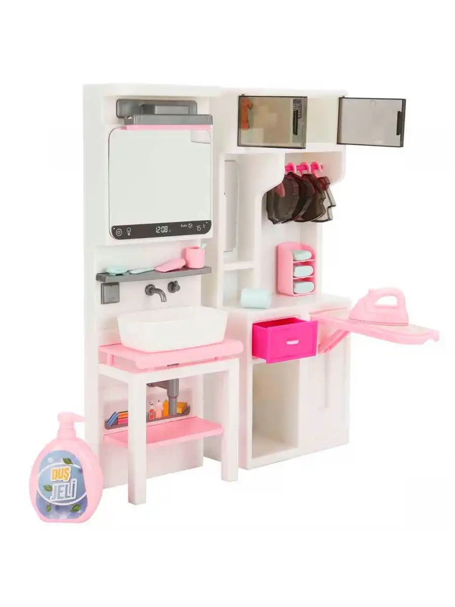 Lavabo ve Ütü Masası Banyo Seti - Modern Banyo Seti - Minyatür Ev Oyuncak Seti - Banyo Oyuncak Seti - Lavabo, Ütü Masası Oyuncak