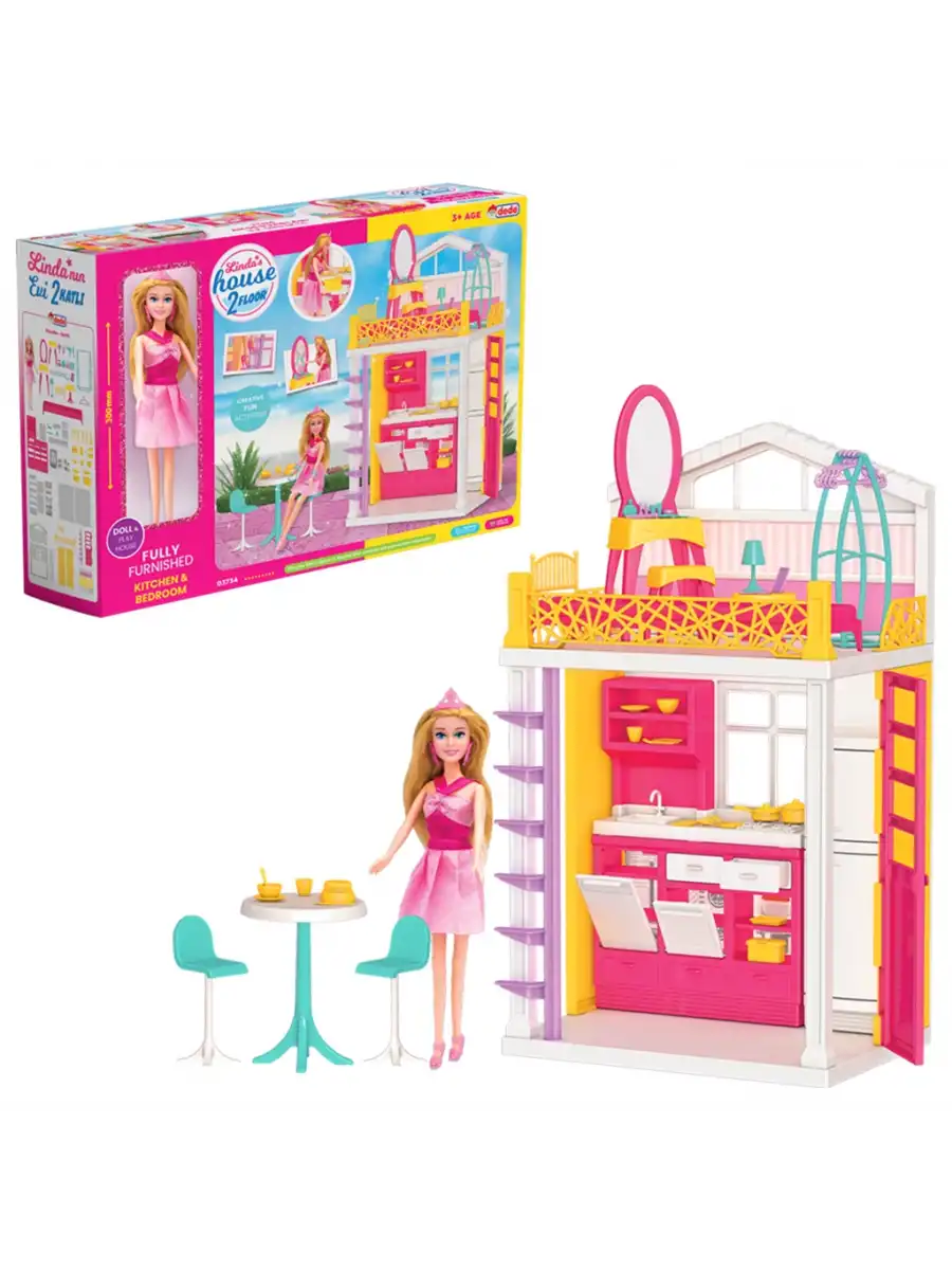 Lindanın Evi 2 Katlı - Ev Oyuncak - Lindanın Ev Seti - Barbie Ev Seti