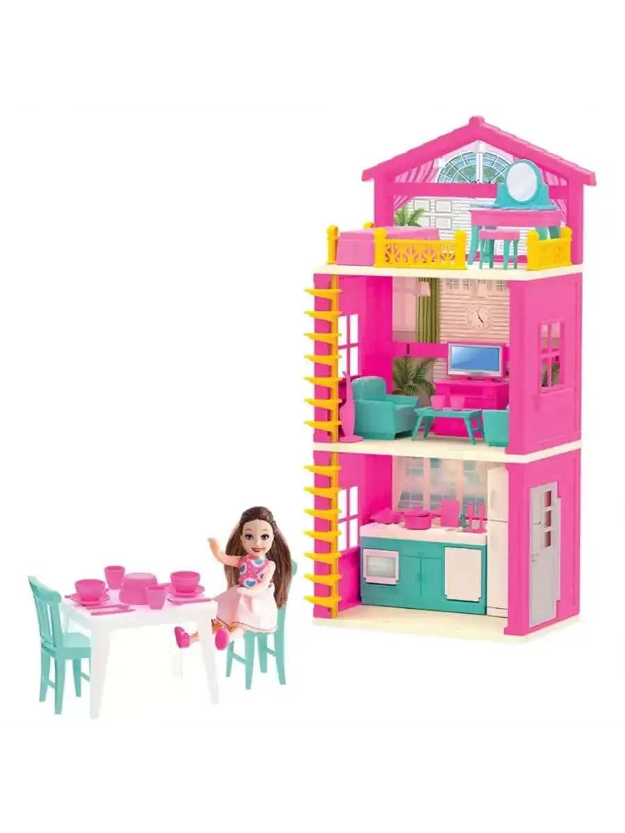 Lolanın 3 Katlı Evi - Ev Oyuncak - Lolanın 3 Katlı Ev Seti - Barbie Ev Seti