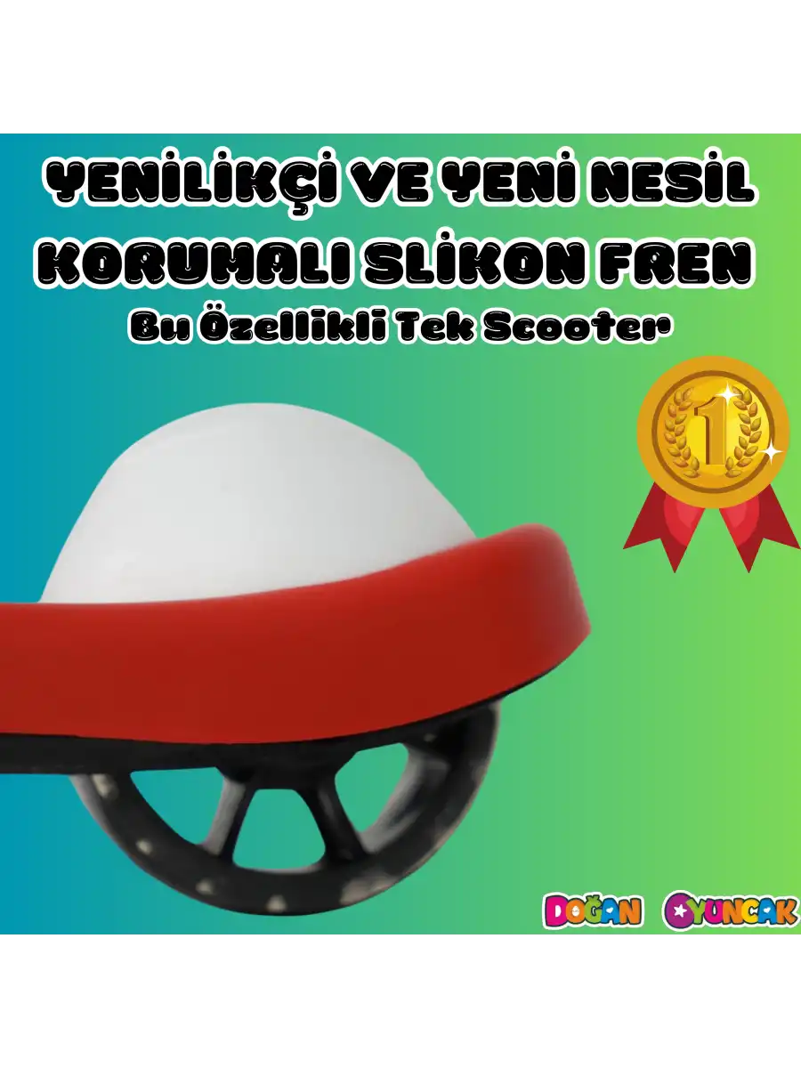 Lupa Katlanabilir Işıklı 3 Tekerlekli Kırmızı Scooter - Işıklı Scooter - Slikon Teker Scooter - Çocuk Scooter - İttir Git