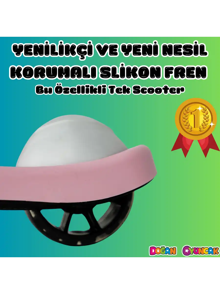 Lupa Katlanabilir Işıklı 3 Tekerlekli Pembe Scooter - Işıklı Scooter - Slikon Teker Scooter - Çocuk Scooter - İttir Git
