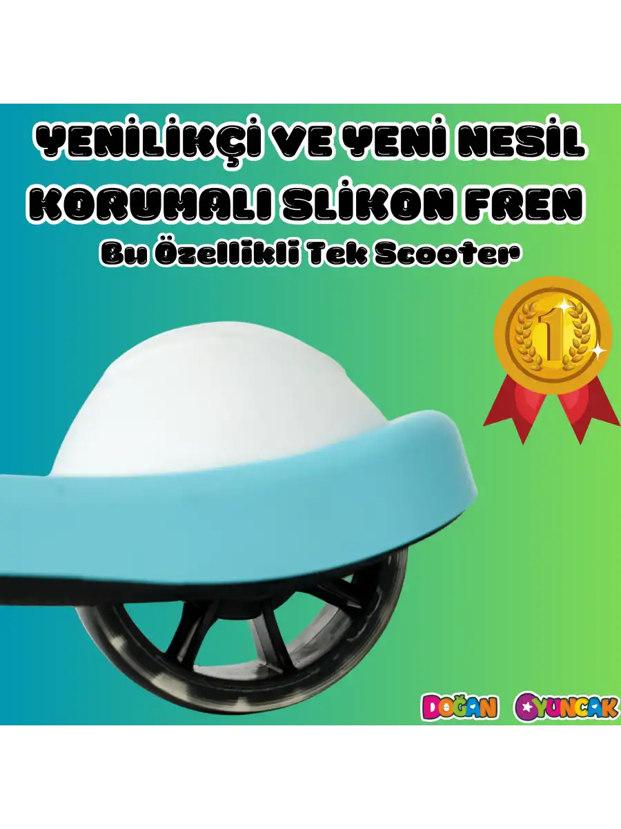 Lupa Katlanabilir Işıklı 3 Tekerlekli Turkuaz Scooter - Işıklı Scooter - Slikon Teker Scooter - Çocuk Scooter - İttir Git