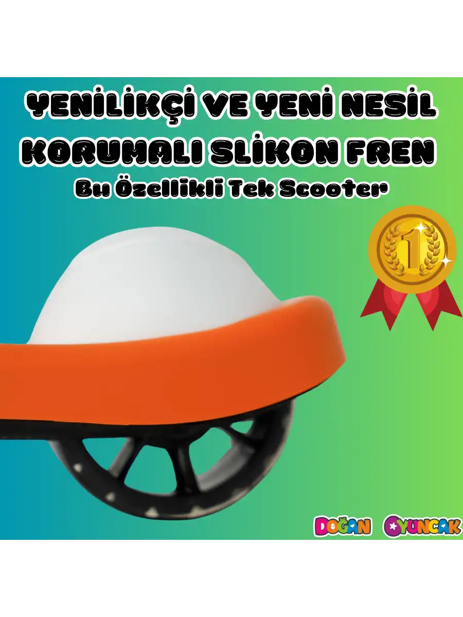 Lupa Katlanabilir Işıklı 3 Tekerlekli Turuncu Scooter - Işıklı Scooter - Slikon Teker Scooter - Çocuk Scooter - İttir Git