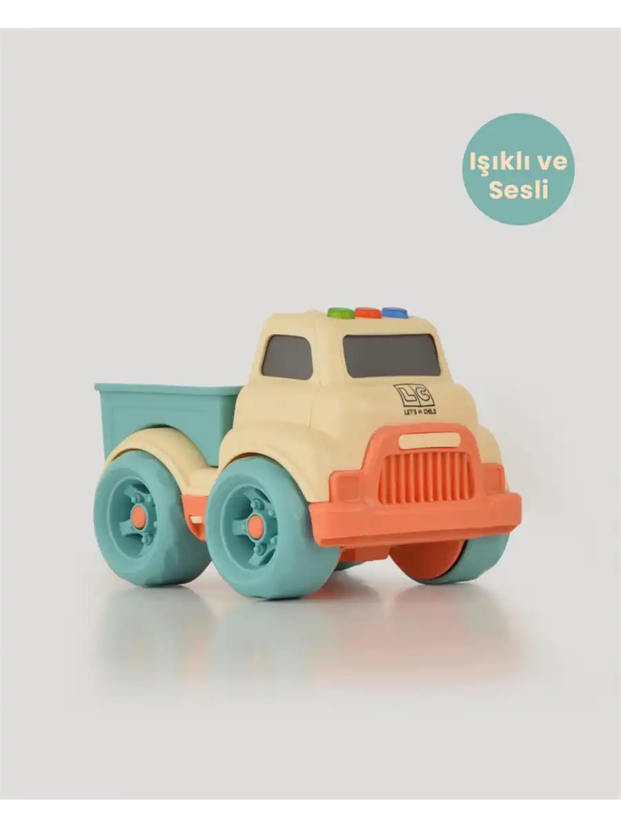 Lüx Bej Sesli ve Işıklı Minik Pikap - Plastik Kamyon - Kırılmaz Oyuncak - Kırılmaz Pikap - Işıklı Sesli Pikap