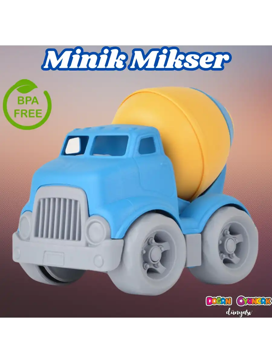 Lüx Mavi Minik Mikser - Plastik Mikser - Kırılmaz Oyuncak - Kırılmaz Çimenyo Kamyon - Çimento Arabası Mikser