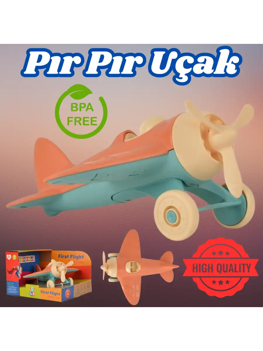 Lüx Somon Pırpır Uçak - Plastik Uçak - Kırılmaz Oyuncak - Kırılmaz Uçak - Uçak Oyuncaklar - Uçak Setleri