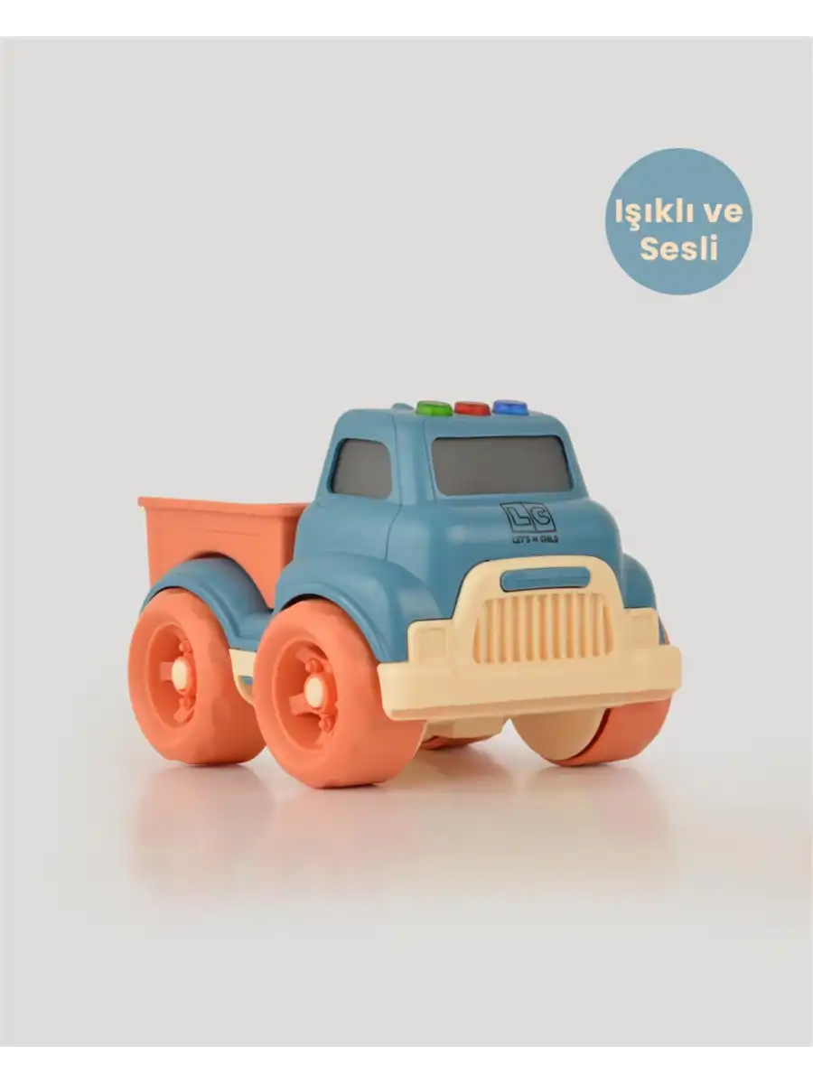 Lüx Turkuaz Sesli ve Işıklı Minik Pikap - Plastik Kamyon - Kırılmaz Oyuncak - Kırılmaz Pikap - Işıklı Sesli Pikap
