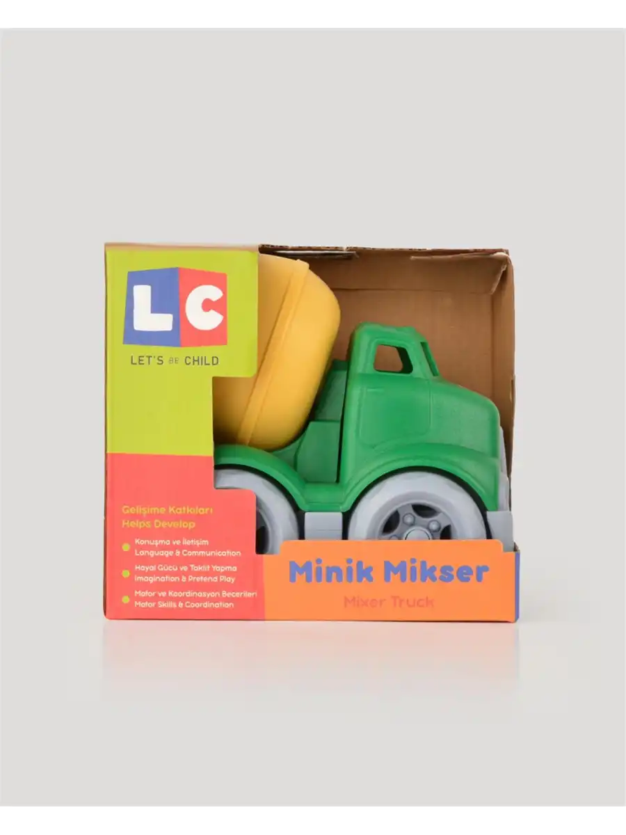 Lüx Yeşil Minik Mikser - Plastik Mikser - Kırılmaz Oyuncak - Kırılmaz Çimenyo Kamyon - Çimento Arabası Mikser