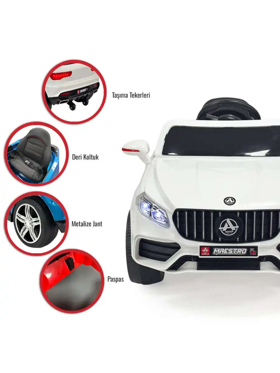 Maestro GT Beyaz Uzaktan Kumandalı 4X2 12 Volt Akülü Araba - RC Mercedes Akülü Araba