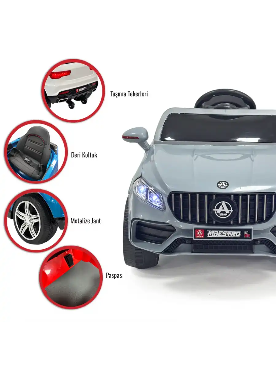 Maestro GT Gri Uzaktan Kumandalı 4X2 12 Volt Akülü Araba - RC Mercedes Akülü Araba