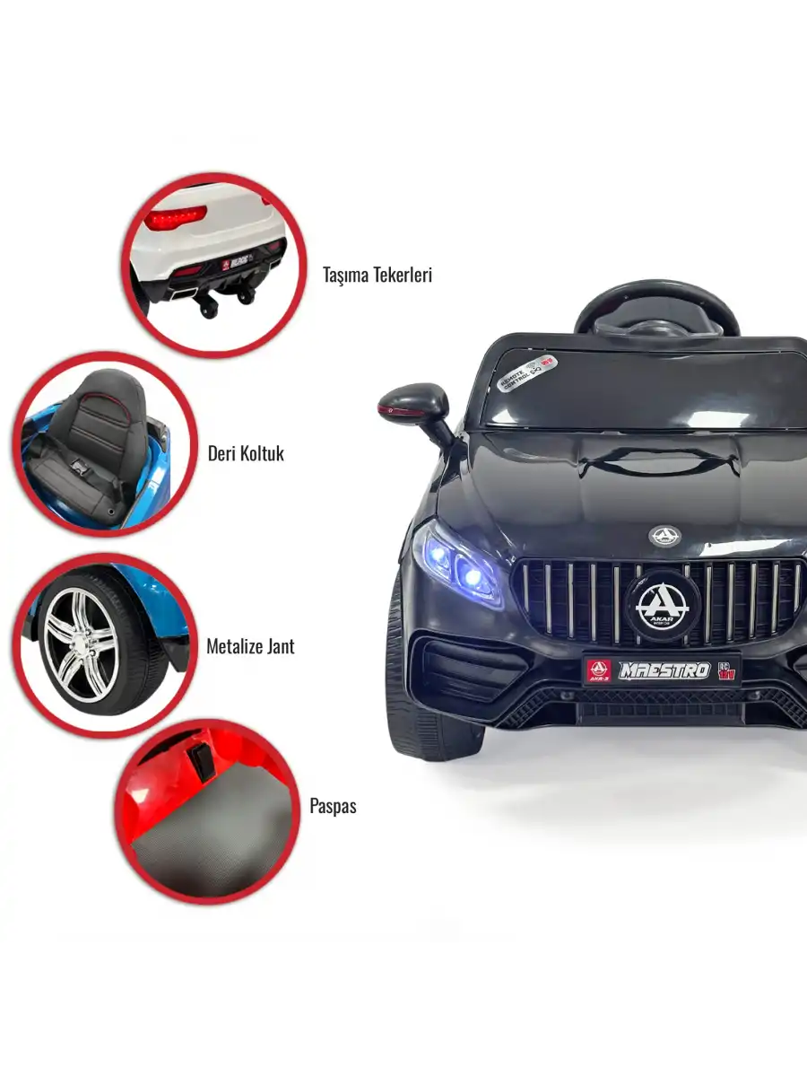 Maestro GT Siyah Uzaktan Kumandalı 4X2 12 Volt Akülü Araba - RC Mercedes Akülü Araba