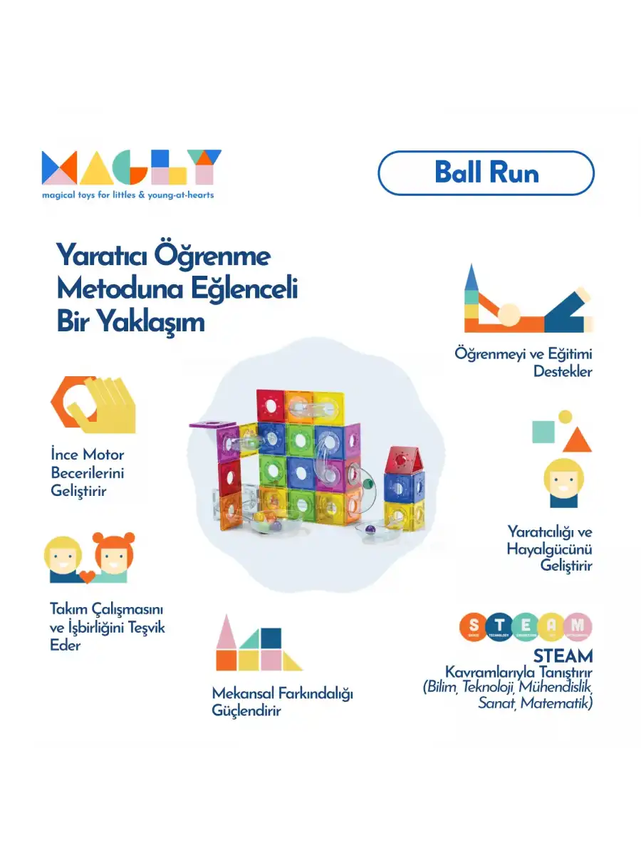 Magly Ball Run 101 Parça Manyetik Bilye Parkuru - Eğitici ve Yaratıcı Yapı Oyuncağı