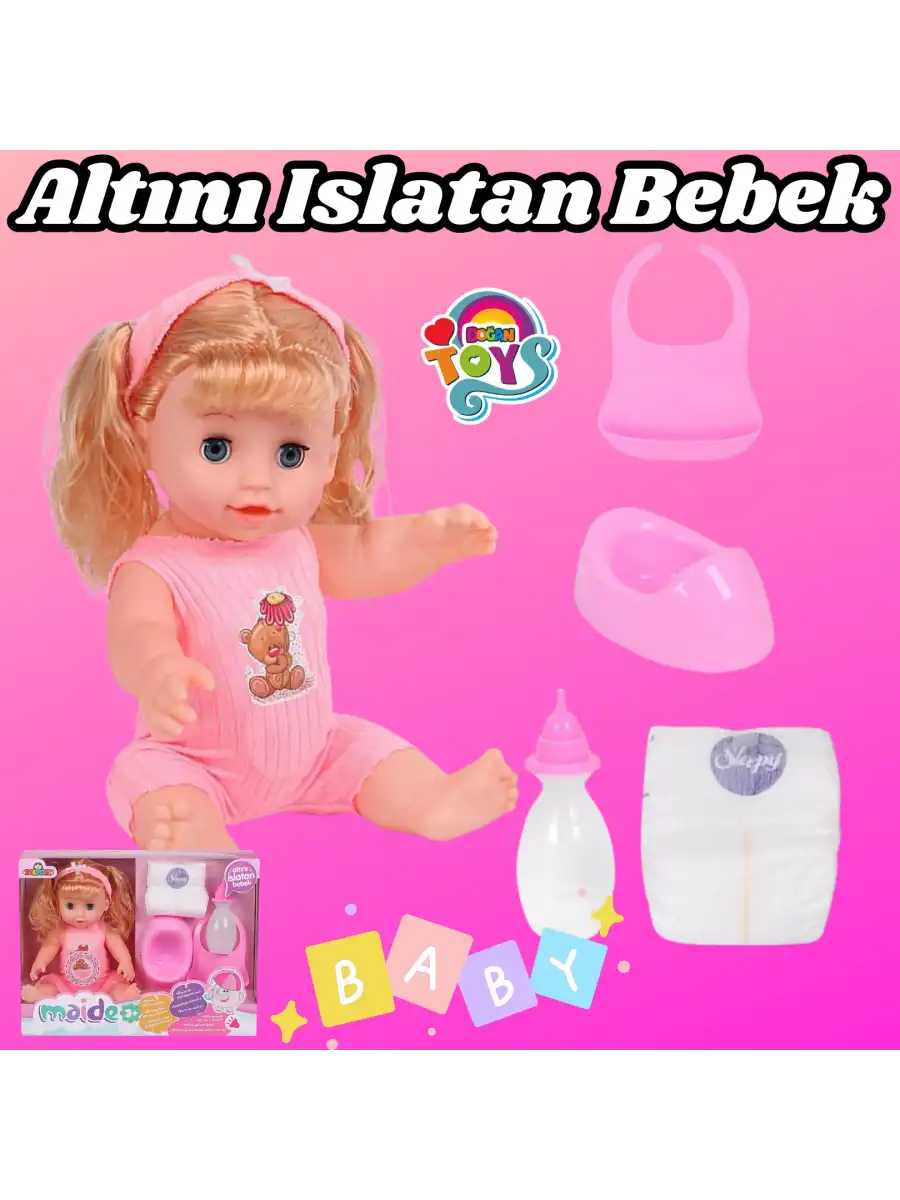 Maide Altını Islatan Et Bebek - Oyuncak Altını Islatan Bebek - Su İçen Bebek - Altına İşeyen Bebek - Sarışın