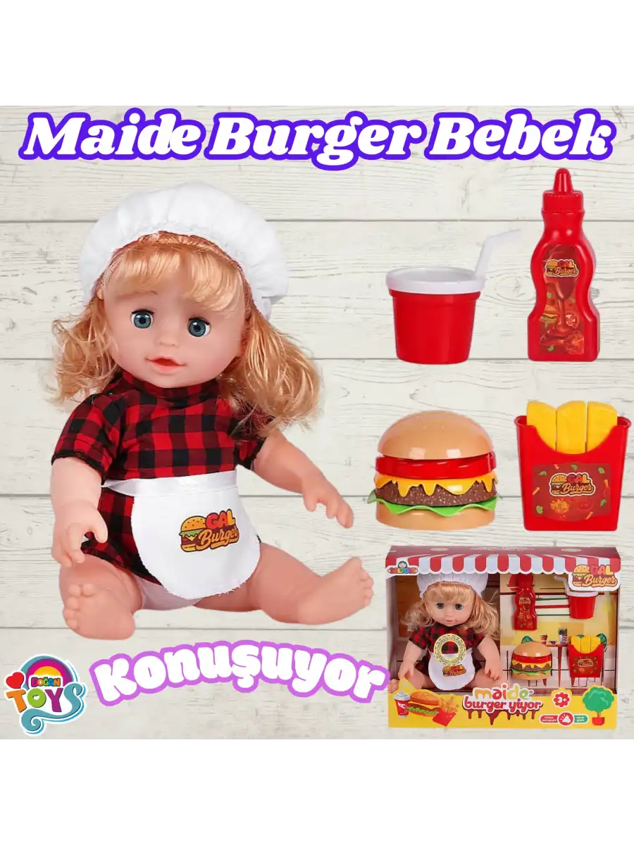 Maide Burger Yiyor - Türkçe Konuşan Maide Et Bebek - Konuşan Bebek - Maide Bebek - Maide Burger Bebek - Sarışın