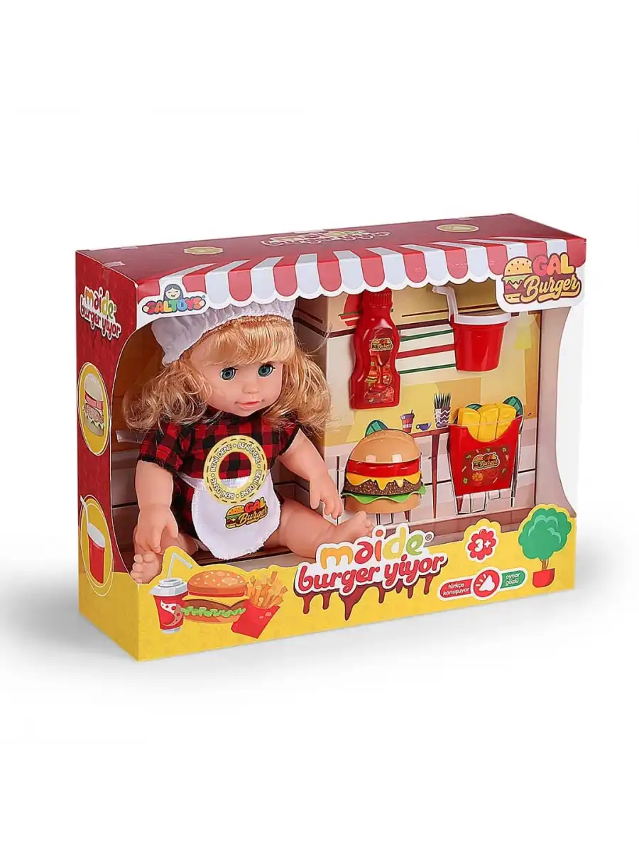 Maide Burger Yiyor - Türkçe Konuşan Maide Et Bebek - Konuşan Bebek - Maide Bebek - Maide Burger Bebek - Sarışın