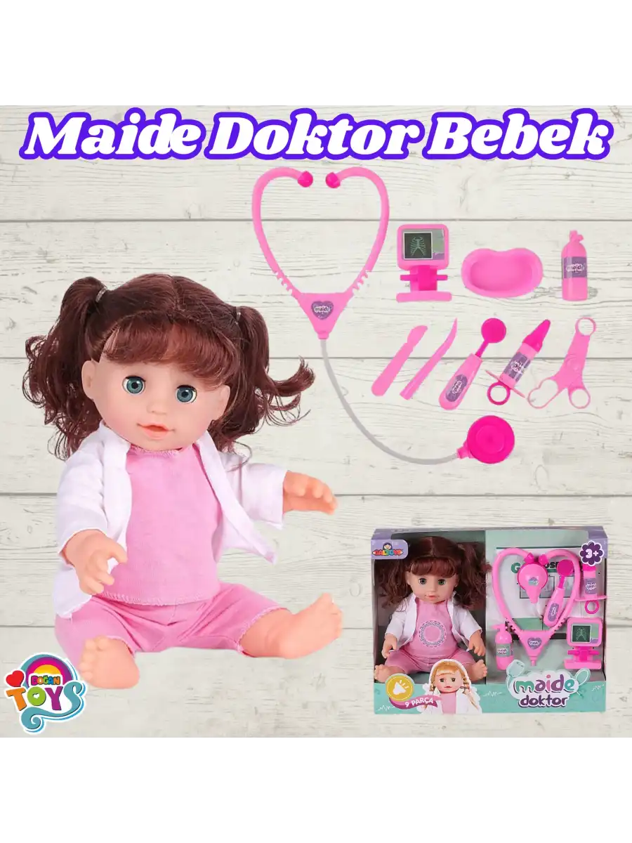 Maide Doktor Bebek - Türkçe Konuşan Maide Et Bebek - Konuşan Bebek - Maide Bebek - Hemşire Et Bebek - Kumral