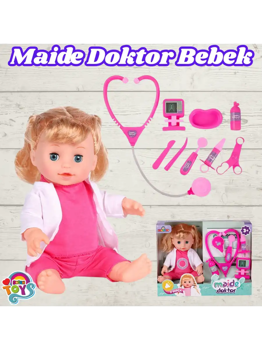 Maide Doktor Bebek - Türkçe Konuşan Maide Et Bebek - Konuşan Bebek - Maide Bebek - Hemşire Et Bebek - Sarışın