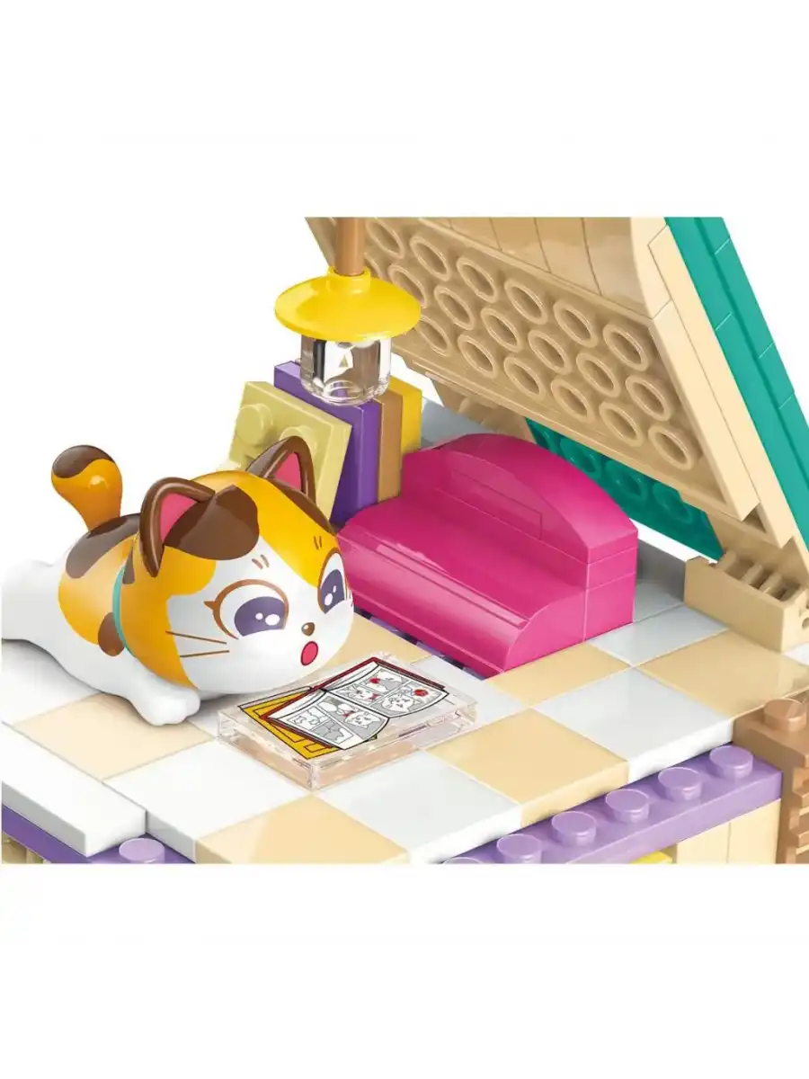 Mikro Blok Calico Cat Comic House Kedi Çizgi Roman Dükkanı 324 Parça - Lego Setleri - Keeppley Mini Lego - Keeppley Lego - Mikro Bloklar