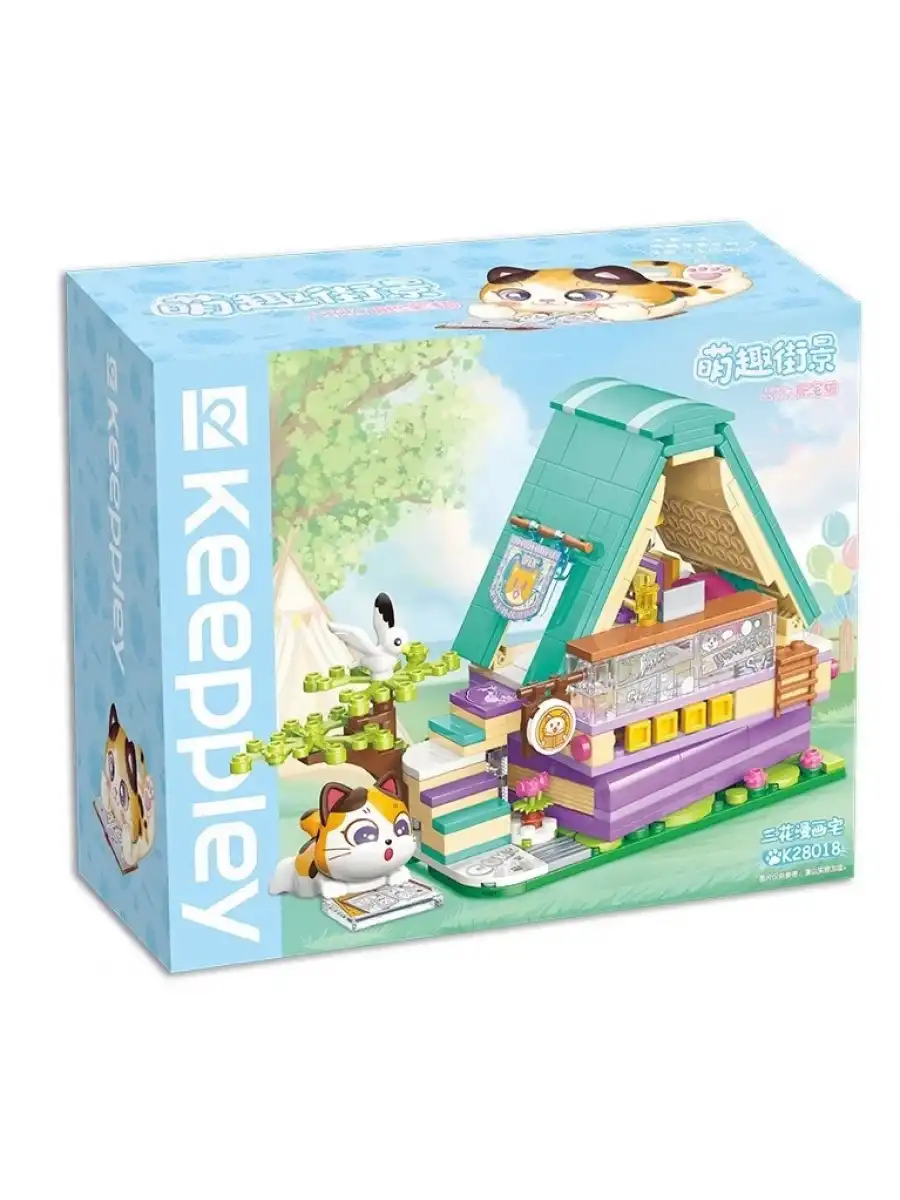 Mikro Blok Calico Cat Comic House Kedi Çizgi Roman Dükkanı 324 Parça - Lego Setleri - Keeppley Mini Lego - Keeppley Lego - Mikro Bloklar