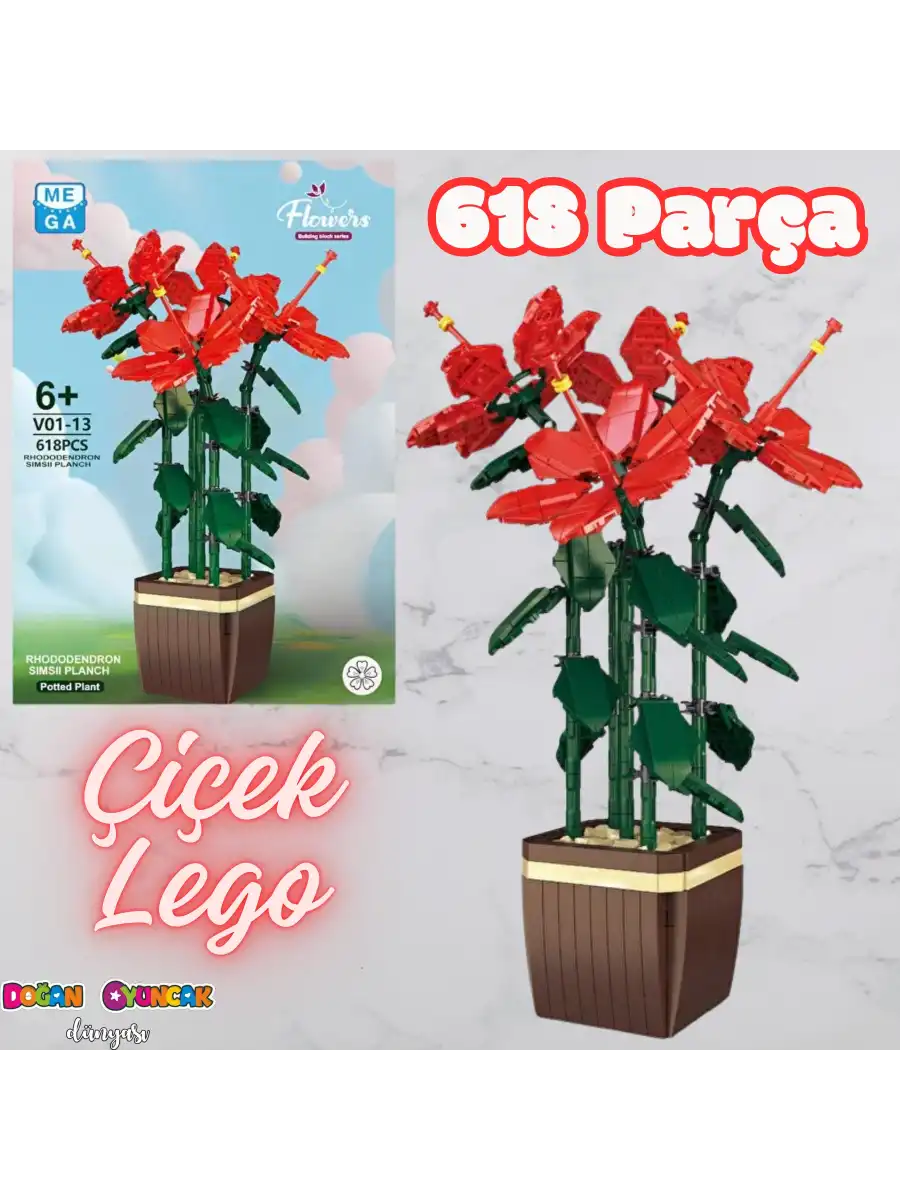 Mikro Blok Çiçek Orman Gülü 618 Parça - Lego Setleri - MEGA Lego - Çiçek Lego - MEGA Çiçek Lego - Mikro Bloklar