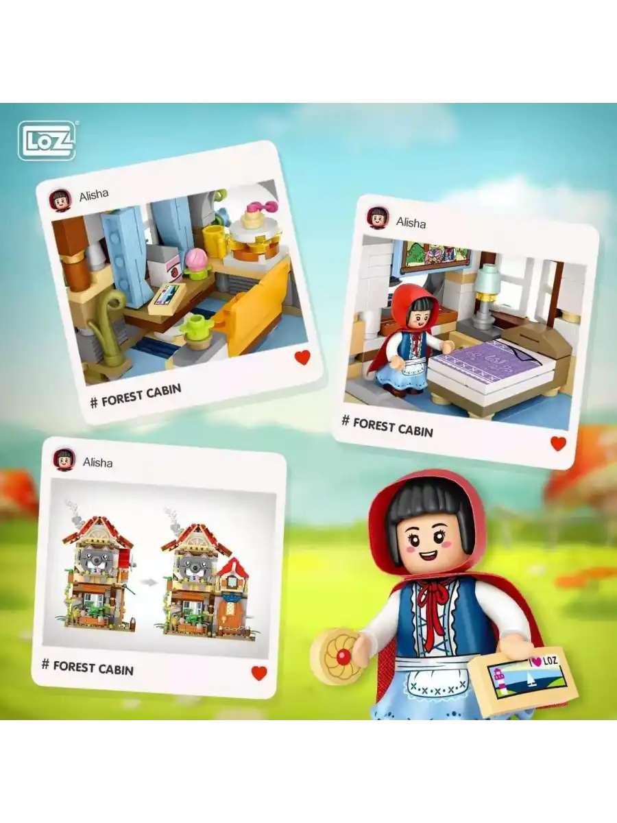 Mikro Blok Kırmızı Başlıklı Kız ve Kurt 704 Parça - Lego Setleri - Loz Mini Lego - Dükkan Lego - Loz Lego - Mikro Bloklar