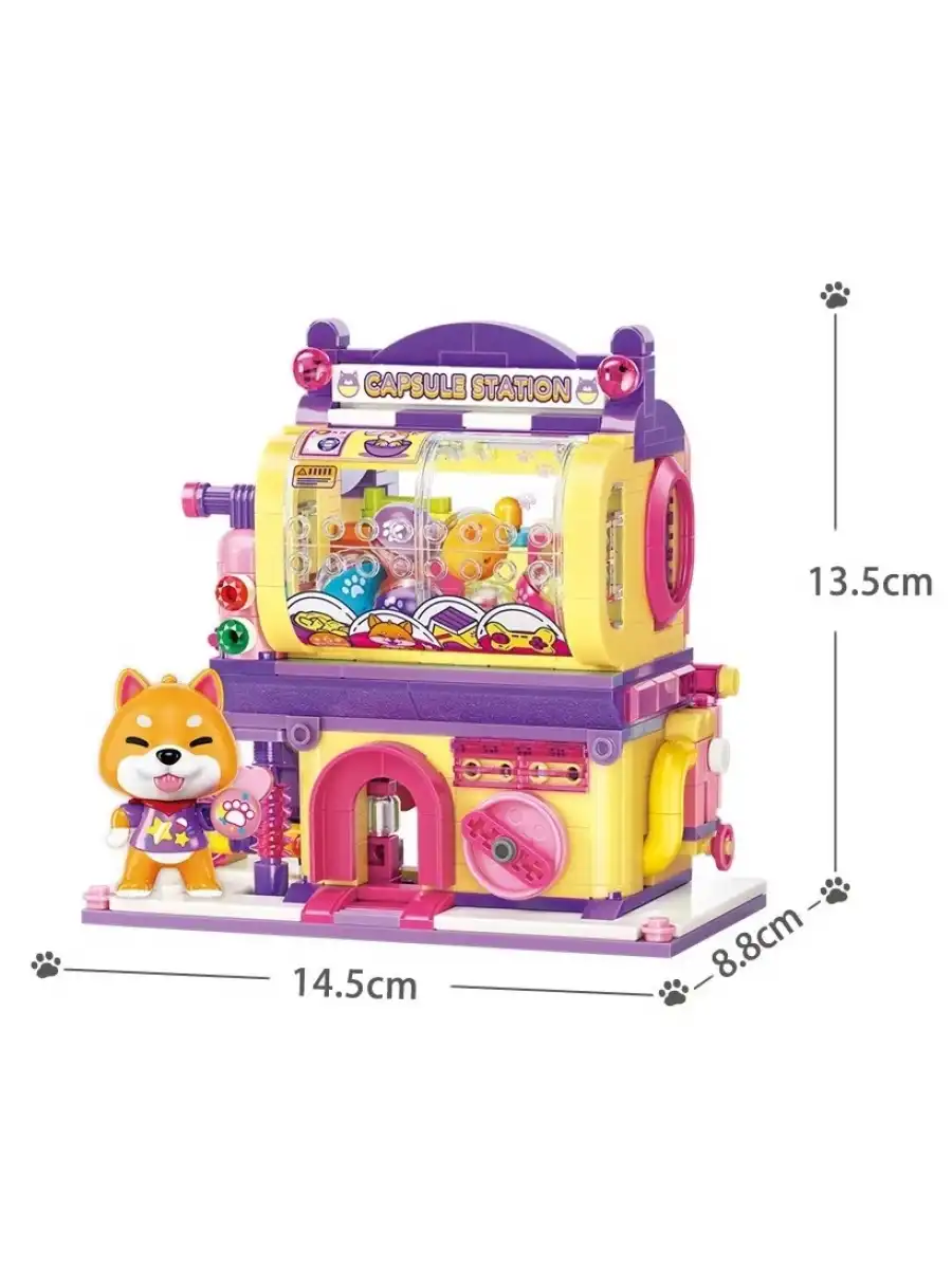 Mikro Blok Shiba Inu Gashapon Machine Kapsül Oyuncak Dükkanı 435 Parça - Lego Setleri - Keeppley Mini Lego - Keeppley Lego - Mikro Bloklar