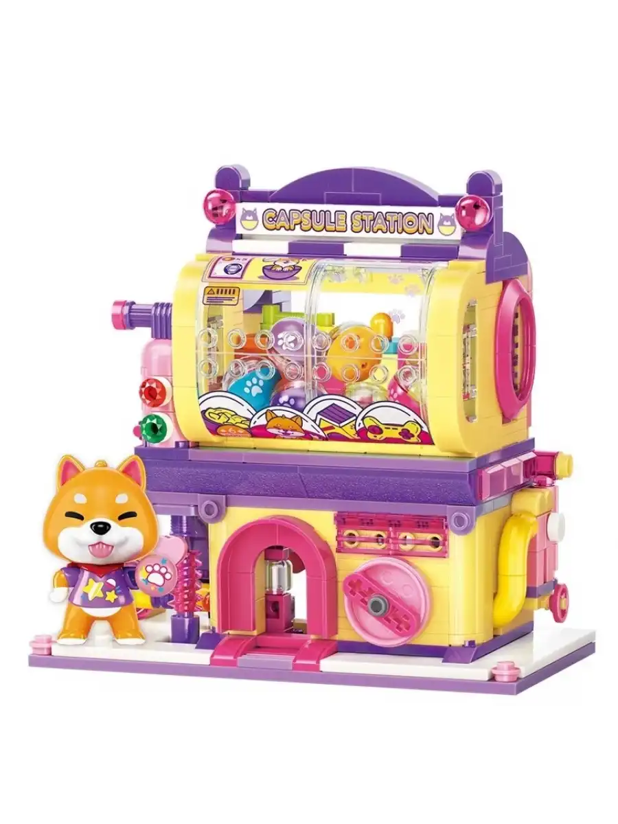 Mikro Blok Shiba Inu Gashapon Machine Kapsül Oyuncak Dükkanı 435 Parça - Lego Setleri - Keeppley Mini Lego - Keeppley Lego - Mikro Bloklar