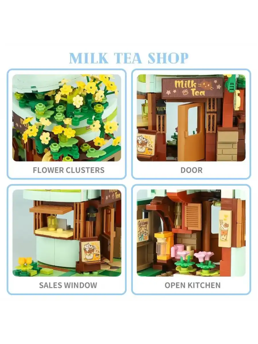Mikro Blok Sütlü Çay Dükkanı 411 Parça - Lego Setleri - Keeppley Mini Lego - Keeppley Lego - Mikro Bloklar