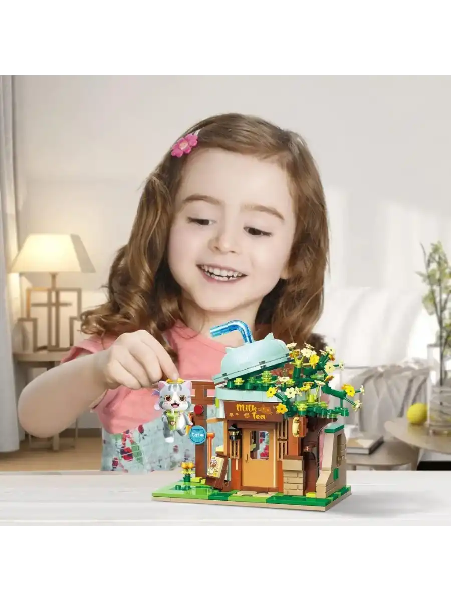 Mikro Blok Sütlü Çay Dükkanı 411 Parça - Lego Setleri - Keeppley Mini Lego - Keeppley Lego - Mikro Bloklar