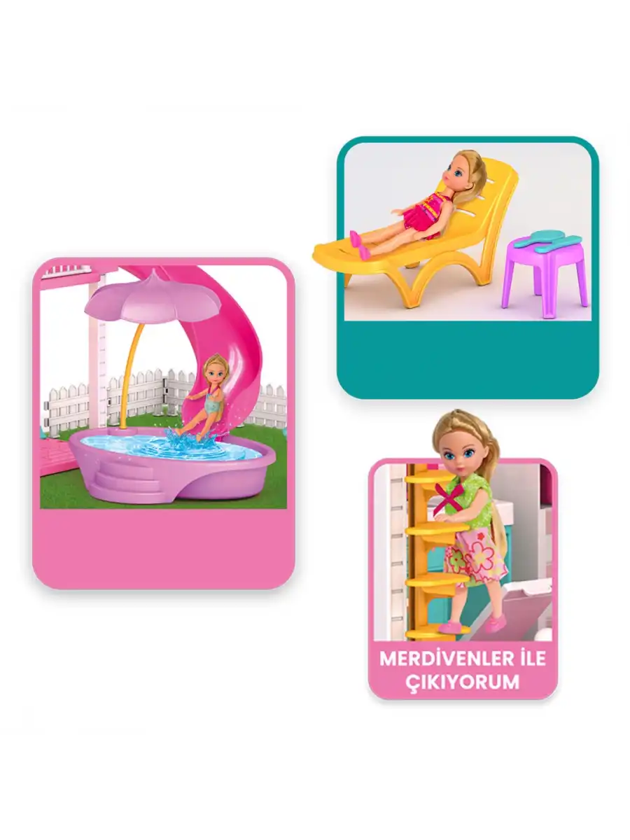 Milanın Miami Evi - Ev Oyuncak - Milanın Miami Ev Seti - Barbie Ev Seti - Rüya Evi - Oyun Evi